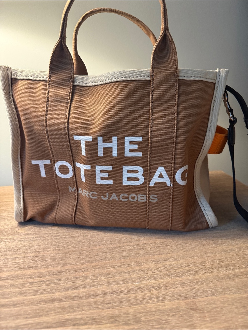 Marc Jacobs Brown Canvas 'THE TOTE BAG' medium Tote with Cream Trim